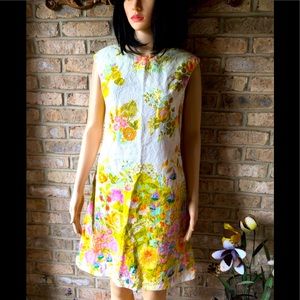 VINTAGE 1960’s NEON FLORAL DAY DRESS